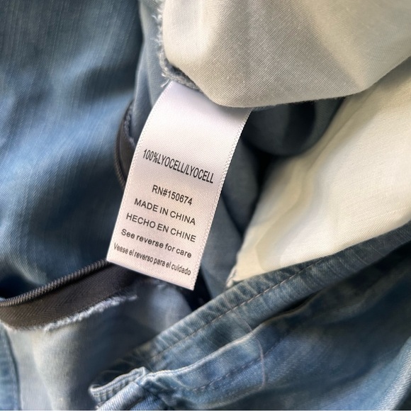 Billy T Chambray Soft Wide-Leg Crop Pants with Tie Waist  | Size Medium | Fringe - Picture 8 of 11